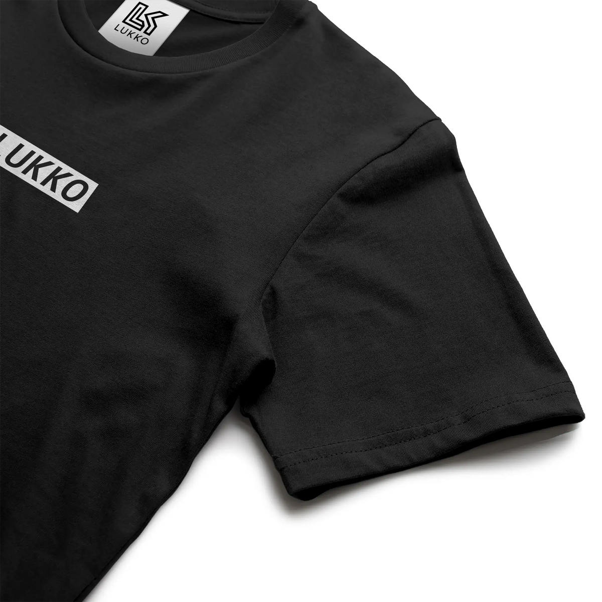 Apliiq Lukko Frame classic coupe T-shirt featuring a minimalist design with a square graphic on a black fabric background.