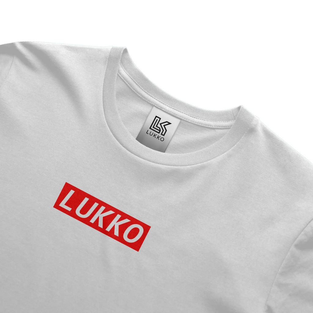 Apliiq Lukko Frame Classique T-shirt in white, featuring a minimalistic graphic design on the front, displayed flat.