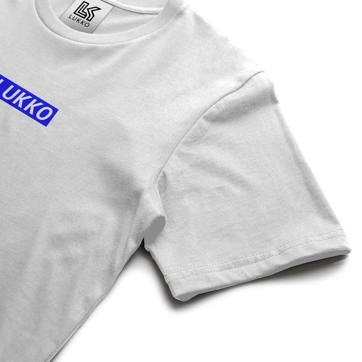 Apliiq Lukko Frame classic coupe t-shirt in white with a colorful graphic design on the front, displayed on a plain background.