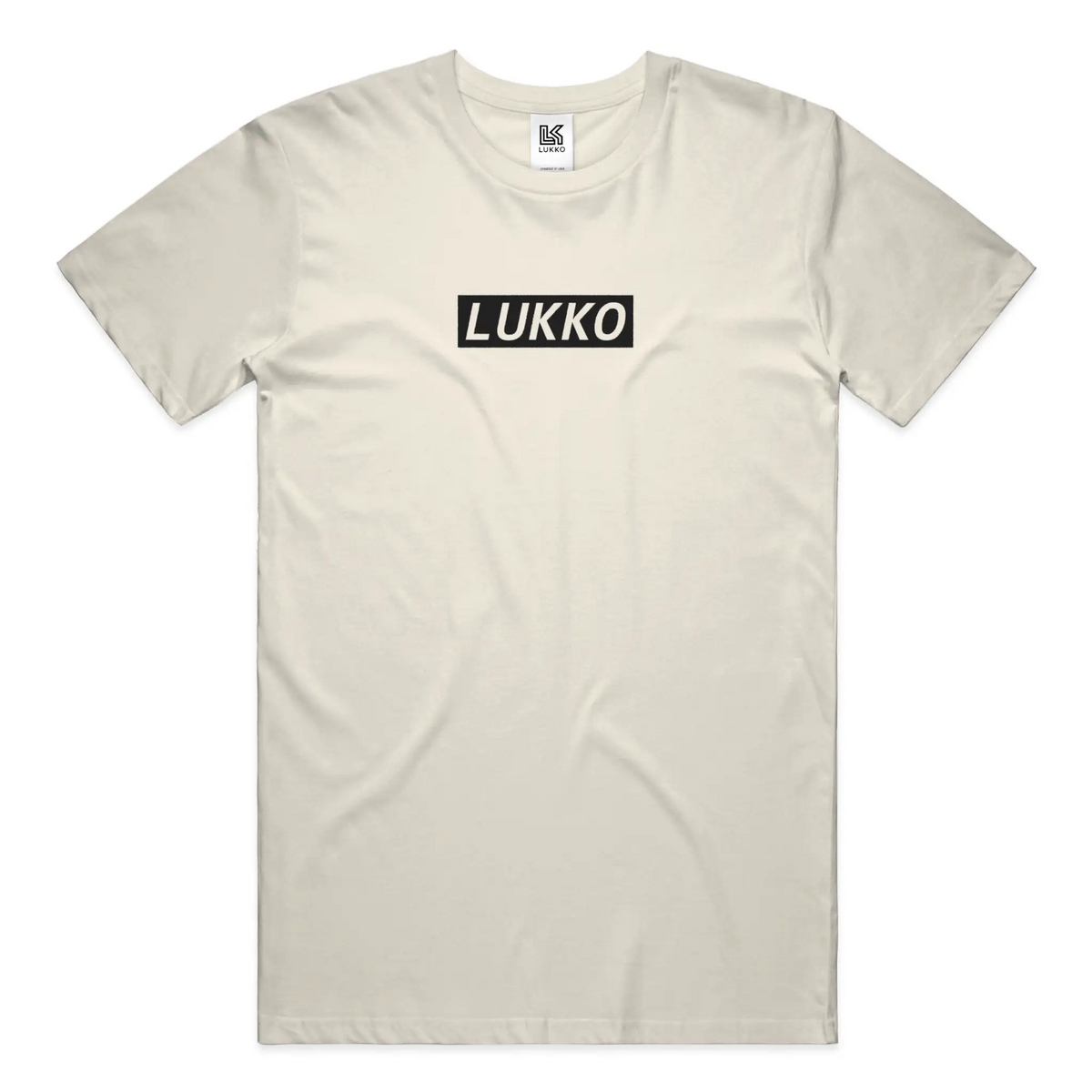 Apliiq Lukko Frame classic coupe T-shirt featuring a minimalist graphic design on a black cotton shirt.