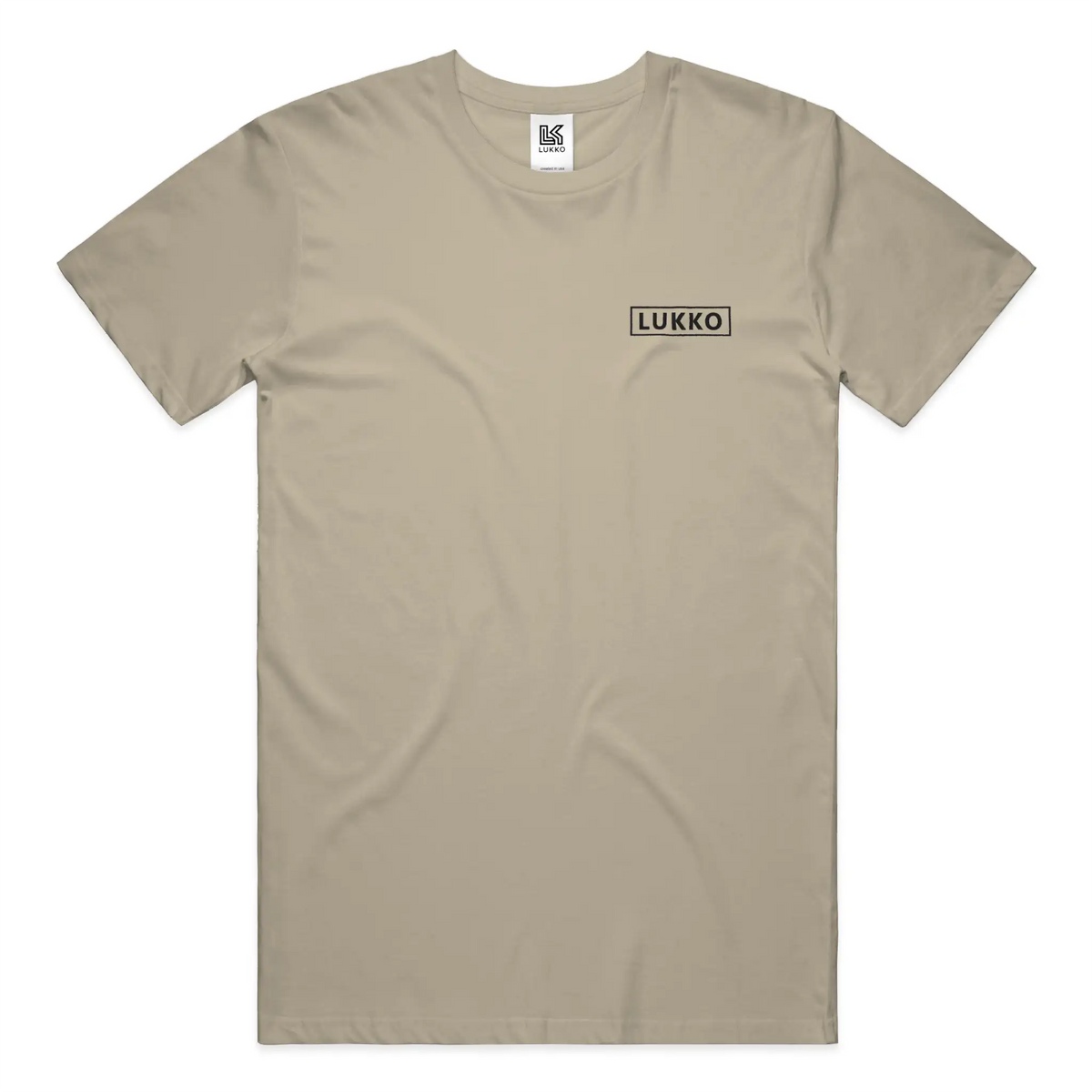 Apliiq Lukko Box classic fit T-shirt in black, showing the front view with a simple crew neck and short sleeves.