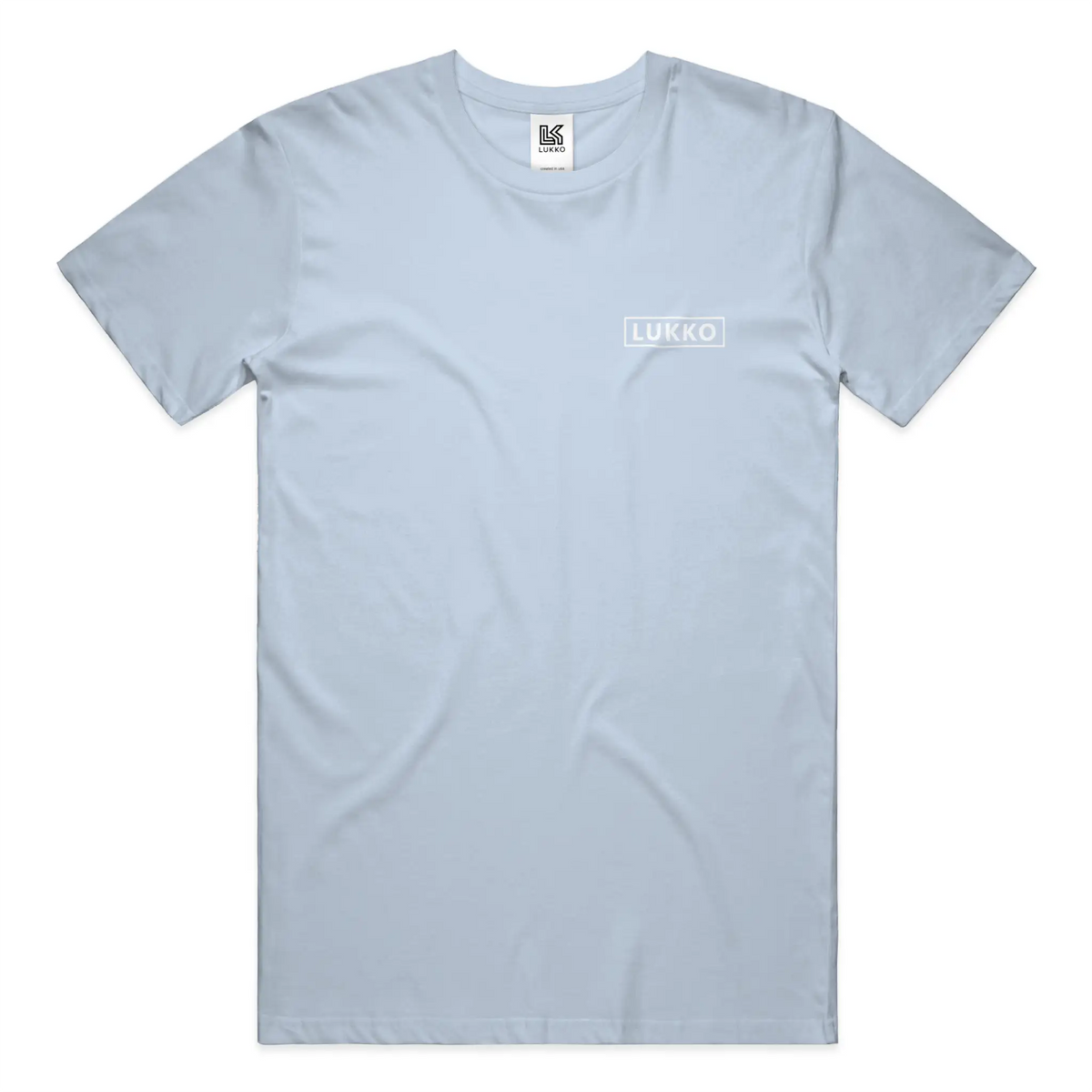 Apliiq Lukko Box classic fit T-shirt in black, featuring a simple crew neck and short sleeves, laid flat on a white background.