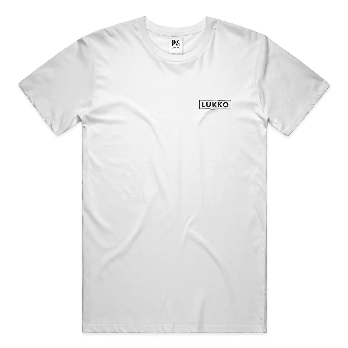 Apliiq Lukko Box classic fit T-shirt in white, featuring a simple crew neck and smooth cotton fabric.