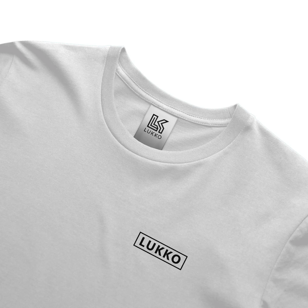 Apliiq Lukko Box classic fit T-shirt in white, showcasing a comfortable, casual style with a simple crew neckline and clean fabric.
