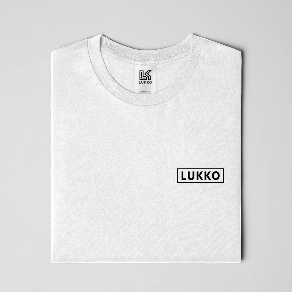 Apliiq Lukko Box classic fit T-shirt in white, showing the front view with a simple crew neck and short sleeves.
